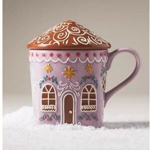 Anthropologie Ginger Stoneware Mug Handpainted Glazed New In Box